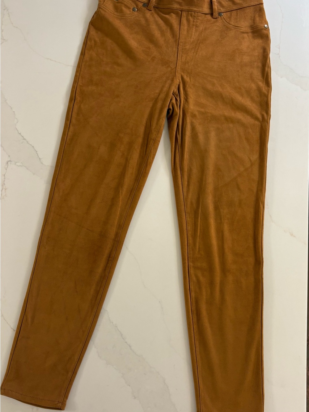 DG2 by Diane Gilman Camel Faux Suede Skinny Pants